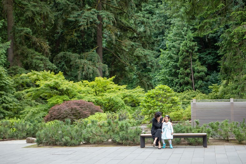 mother and child at the Garden in late spring