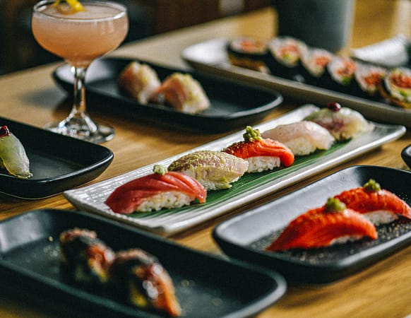 plates of sushi