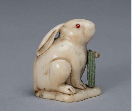 Netsuke figurine of a rabbit.