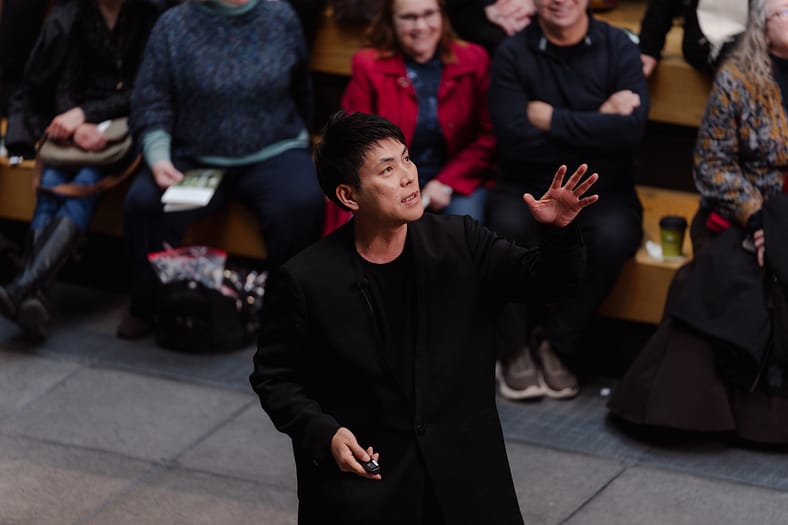 Shohei Shigematsu giving a presentation.