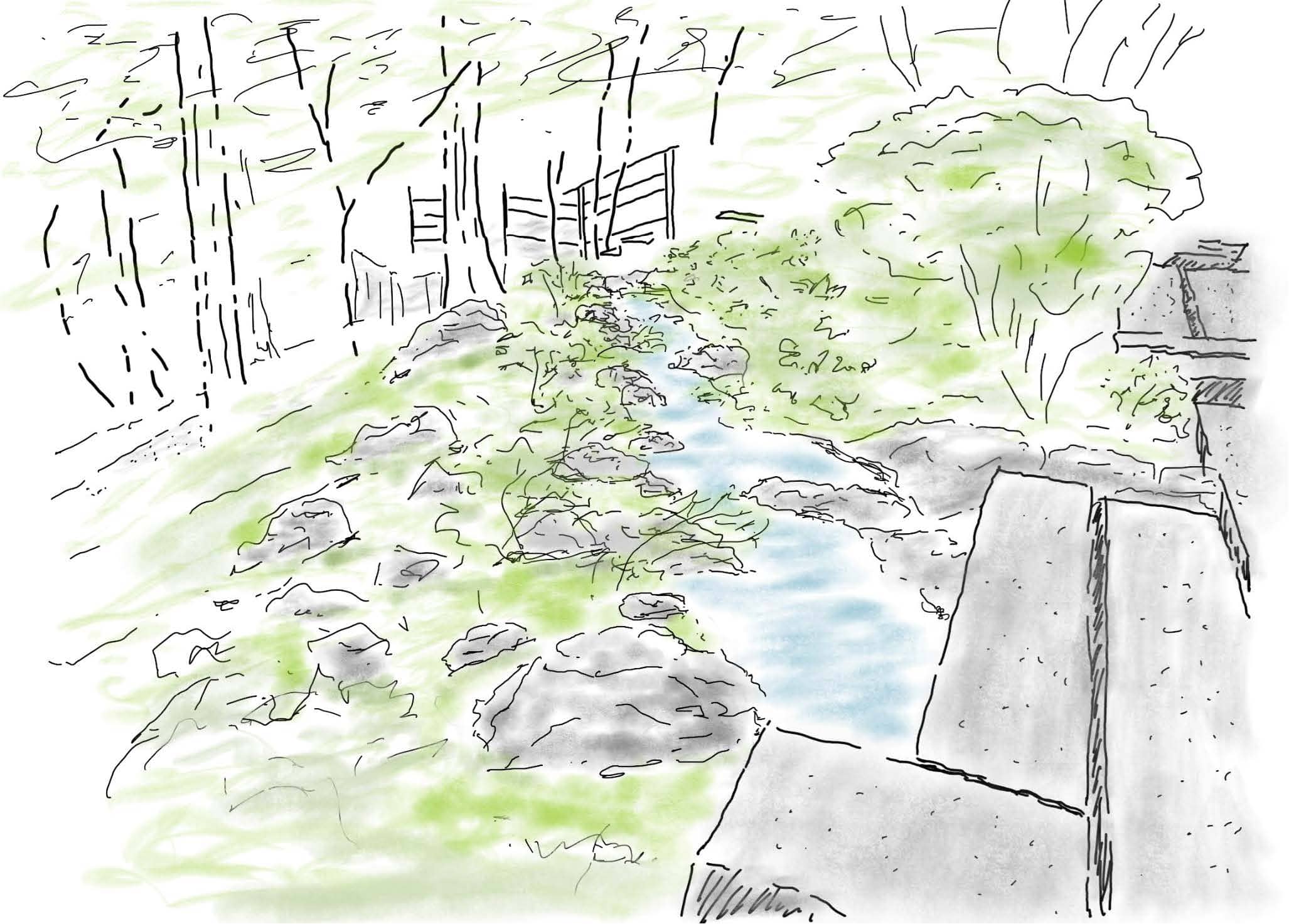 A sketch of what the Natural Garden will look like.