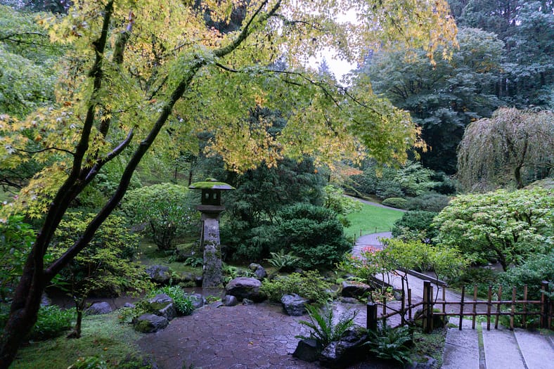 A walkway in Portland Japanese Garden made of granite as opposed to the old stepping stones.