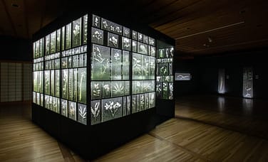 glass art shaped to form a small structure
