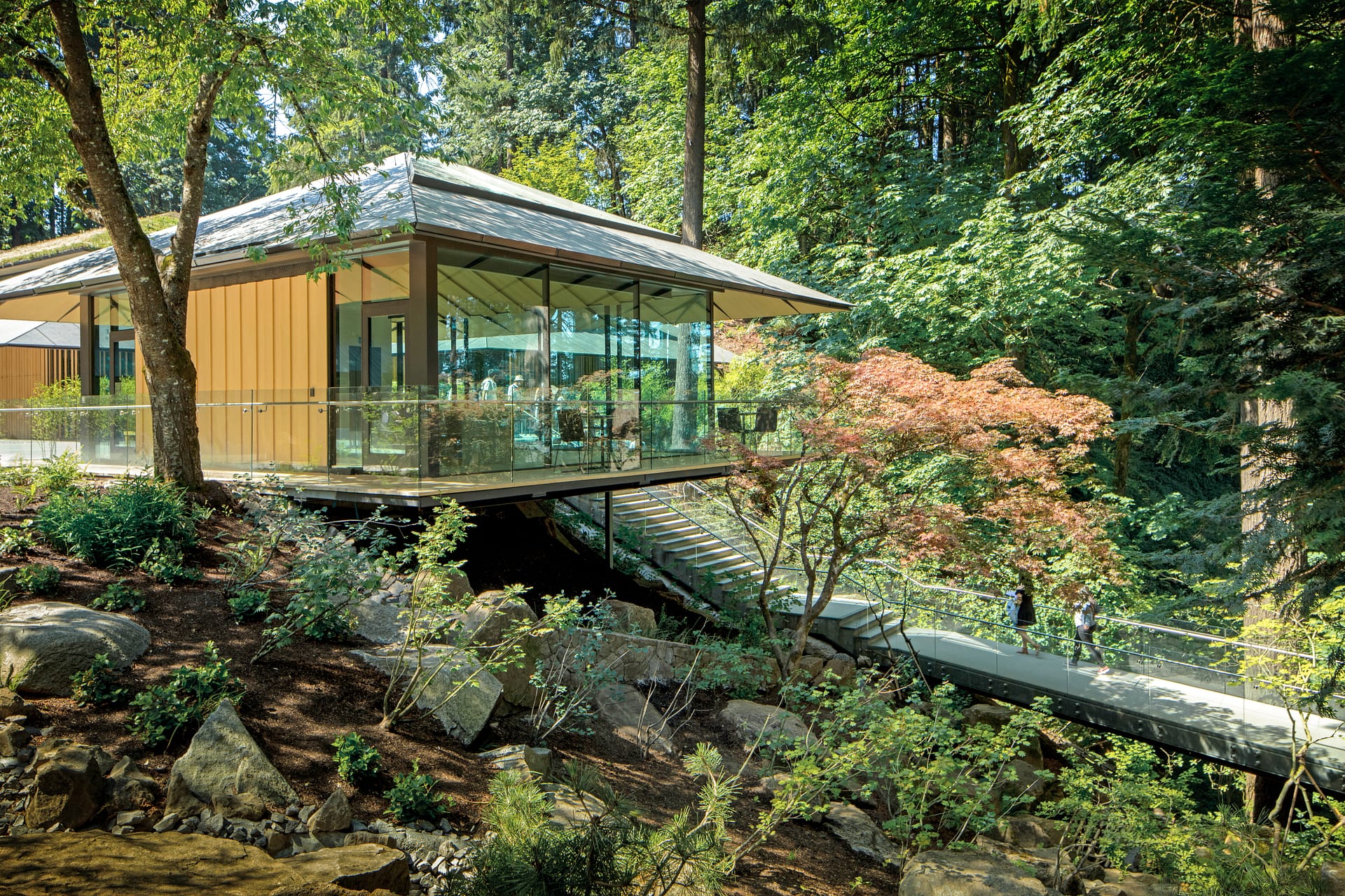 a cafe perched above a hillside