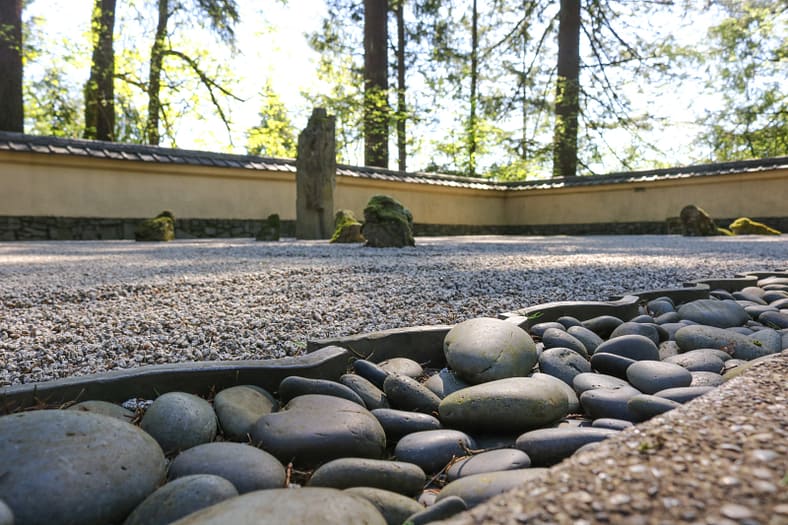 Early morning sunlight trickles throughout the Sand and Stone Garden. Photo by Julia Taylor.