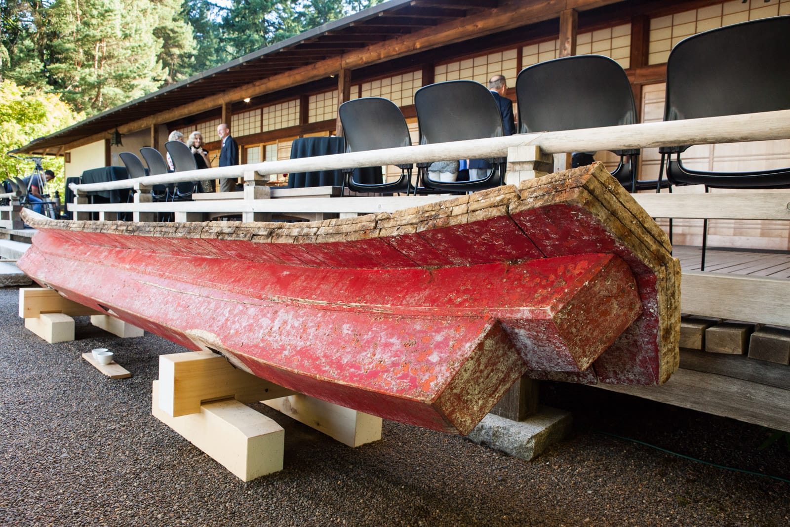 Red crossbeams from a Japanese gate.
