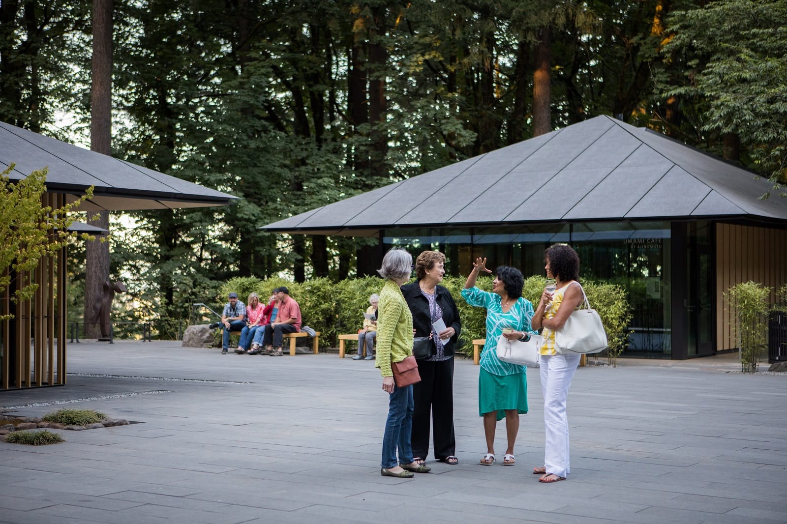 group standing in a courtyard