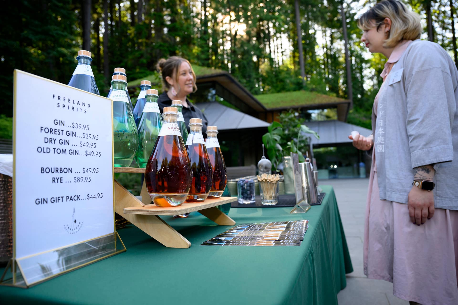 A table with different liqueurs displayed